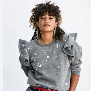 NWOT Clarw V Gray Ruffle Sleeve Women's Sweatshirt